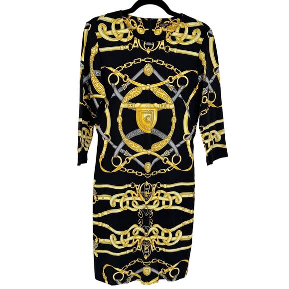 J. McLaughlin Sophia Dress Knee Length Gold Chesire Pattern size Medium‎ - Picture 4 of 9